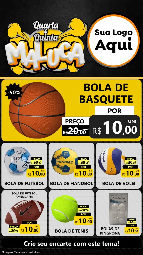 Modelo de Rede Social para Stories com o tema Quarta e Quinta Maluca para Artigos Esportivos