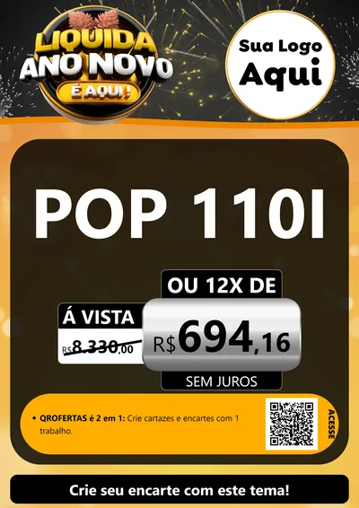 Modelo de Cartaz para Cartaz A4 Vertical com o tema Liquida Ano Novo É Aqui! para Concessionaria de Motos