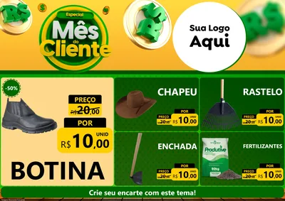 Modelo de Encarte para Encarte A4 Horizontal com o tema Especial Mês do Cliente para Agropecuária