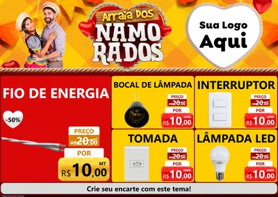 Modelo de Encarte para Encarte A4 Horizontal com o tema Arraiá dos Namorados para Materiais Elétricos