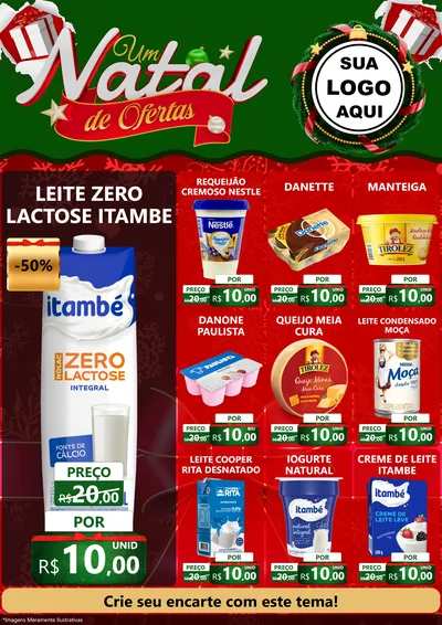 Modelo de Encarte para Encarte A4 Vertical com o tema Um Natal de Ofertas para Frios e Laticínios