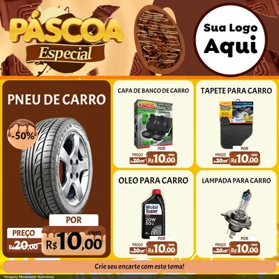 Modelo de Rede Social para Feed Facebook com o tema Páscoa Especial para Auto peças
