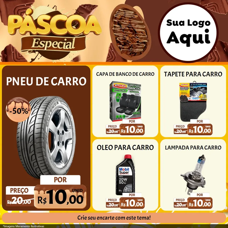 Modelo de Rede Social para Feed Facebook com o tema Páscoa Especial para Auto peças