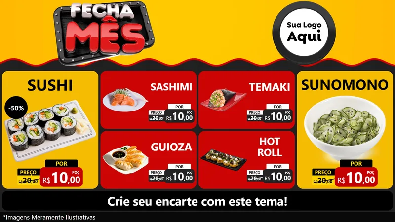 Modelo de TV para TV Horizontal com o tema Fecha Mês para Comida japonesa