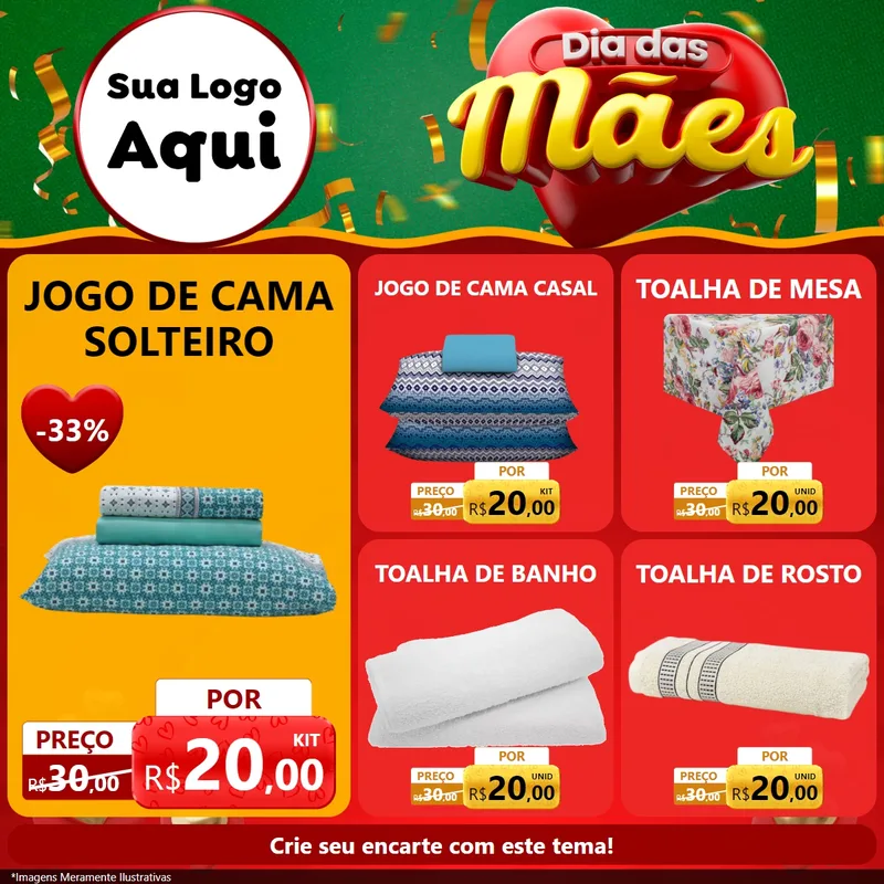 Modelo de Rede Social para Feed Facebook com o tema Dia das Mães para Cama, Mesa e Banho