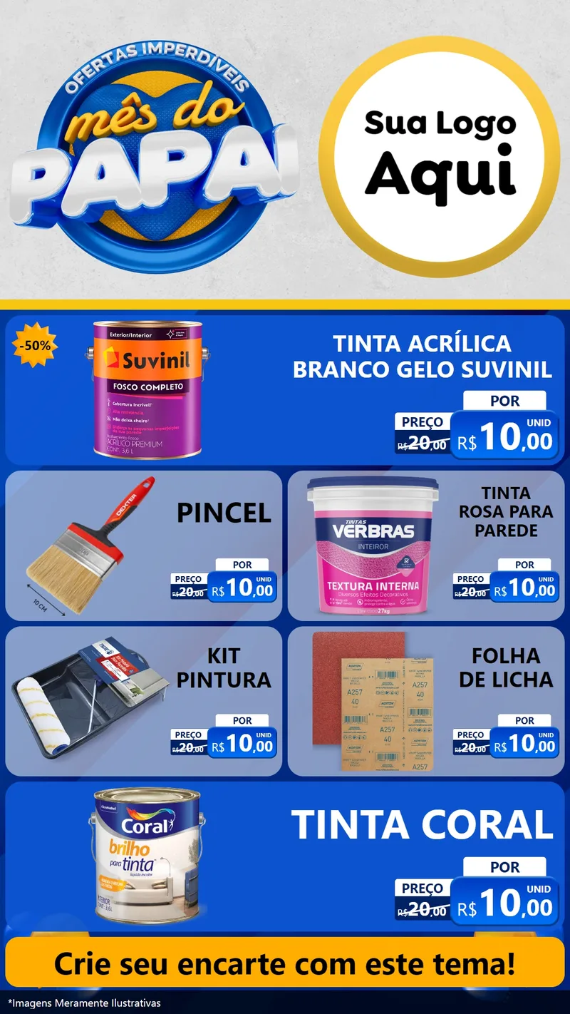 Modelo de TV para TV Vertical com o tema Ofertas Imperdíveis Mês Do Papai para Tintas e Ferramentas