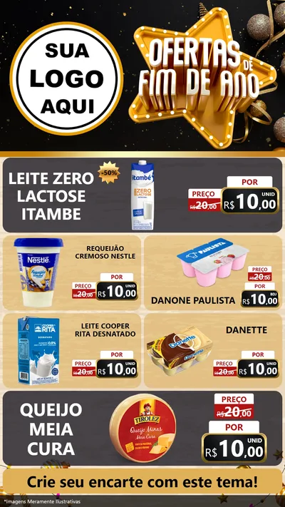Modelo de TV para TV Vertical com o tema Ofertas de Fim de Ano para Frios e Laticínios