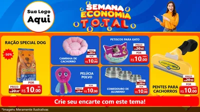 Modelo de TV para TV Horizontal com o tema Semana Economia Total para Pet Shop