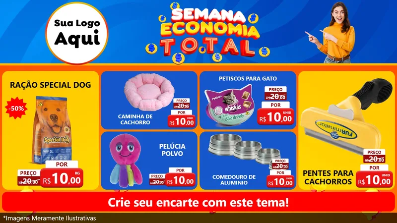 Modelo de TV para TV Horizontal com o tema Semana Economia Total para Pet Shop