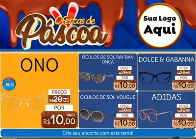 Modelo de Encarte para Encarte A4 Horizontal com o tema Ofertas de Páscoa para Óticas