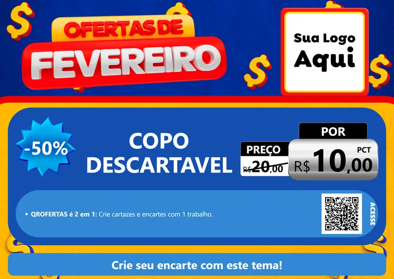 Modelo de Cartaz para Cartaz A4 Horizontal com o tema Ofertas de Fevereiro para Embalagens