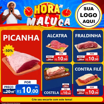 Modelo de Rede Social para Feed Facebook com o tema Hora Maluca para Açougue