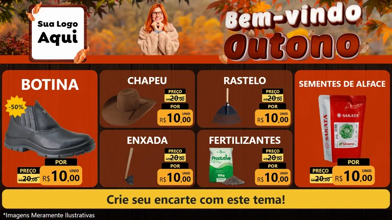 Modelo de TV para TV Horizontal com o tema Bem-vindo Outono para Agropecuária