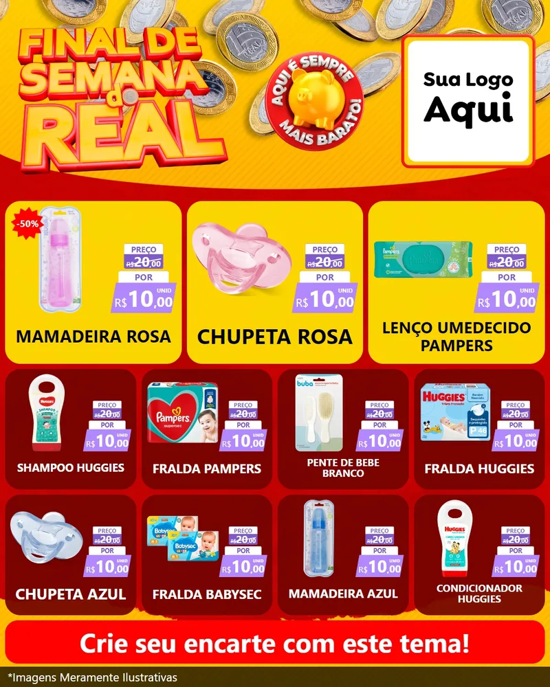 Modelo de Rede Social para Feed Instagram com o tema Final de Semana do Real para Bebês