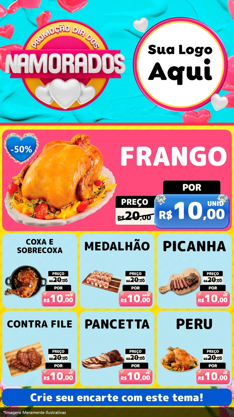 Modelo de Rede Social para Stories com o tema Promoção Dia dos Namorados para Assados