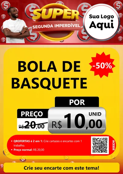 Modelo de Cartaz para Cartaz A4 Vertical com o tema Super Segunda Imperdível para Artigos Esportivos