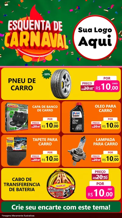 Modelo de TV para TV Vertical com o tema Esquenta de Carnaval para Auto peças