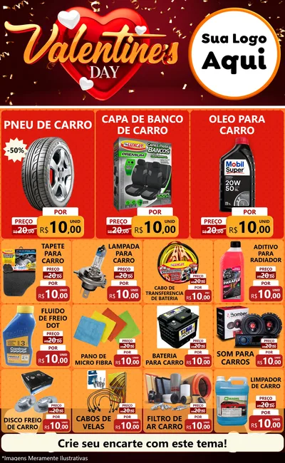 Modelo de Encarte para Encarte Grande com o tema Valentine's Day para Auto peças