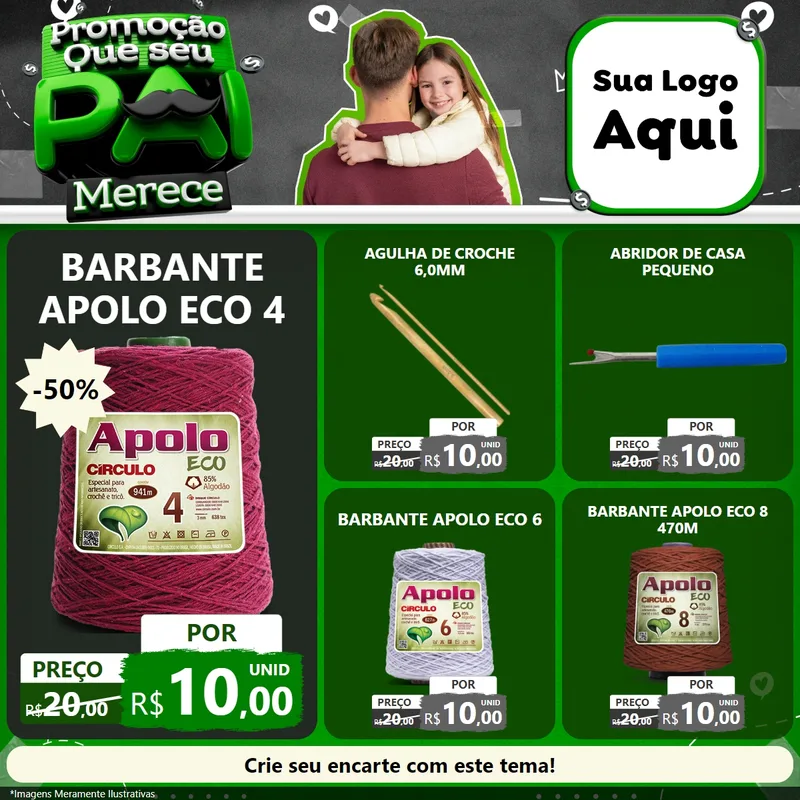 Modelo de Rede Social para Feed Facebook com o tema Promoção Que seu Pai Merece para Armarinho e Aviamentos