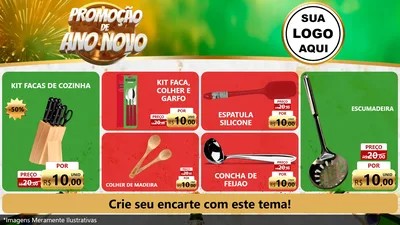 Modelo de TV para TV Horizontal com o tema Promoção de Ano Novo para Utilidades Domésticas