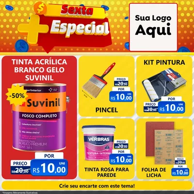 Modelo de Rede Social para Feed Facebook com o tema Sexta Mais Especial para Tintas e Ferramentas