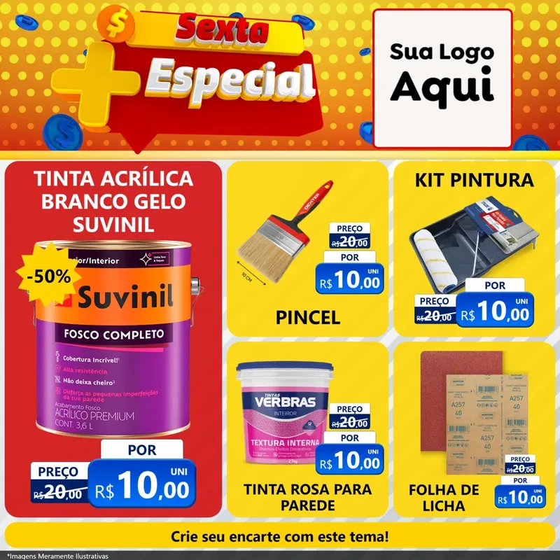 Modelo de Rede Social para Feed Facebook com o tema Sexta Mais Especial para Tintas e Ferramentas