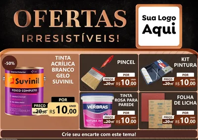 Modelo de Encarte para Encarte A4 Horizontal com o tema Ofertas Irresistíveis! para Tintas e Ferramentas