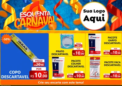 Modelo de Encarte para Encarte A4 Horizontal com o tema Esquenta de Carnaval para Embalagens
