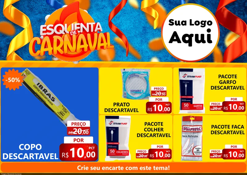 Modelo de Encarte para Encarte A4 Horizontal com o tema Esquenta de Carnaval para Embalagens