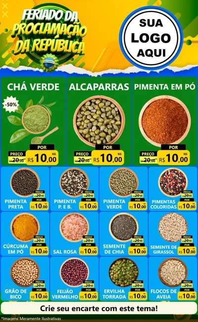 Modelo de Encarte para Encarte Grande com o tema Feriado da Proclamação da República para Produtos Naturais