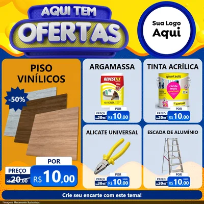 Modelo de Rede Social para Feed Facebook com o tema Aqui Tem Ofertas para Material para Construção