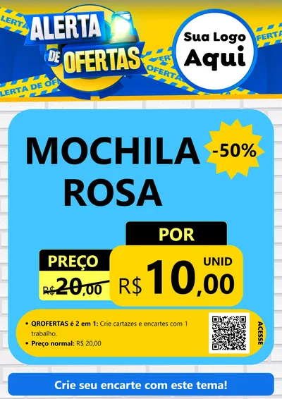 Modelo de Cartaz para Cartaz A4 Vertical com o tema Alerta de Ofertas para Papelaria