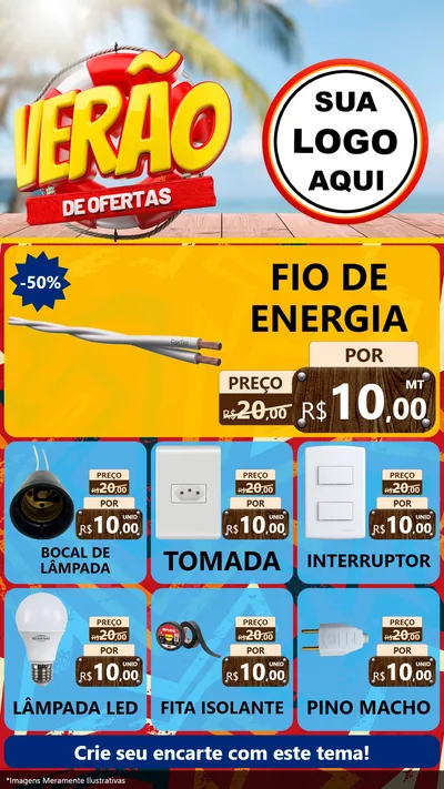 Modelo de Rede Social para Stories com o tema Verão de Ofertas para Materiais Elétricos