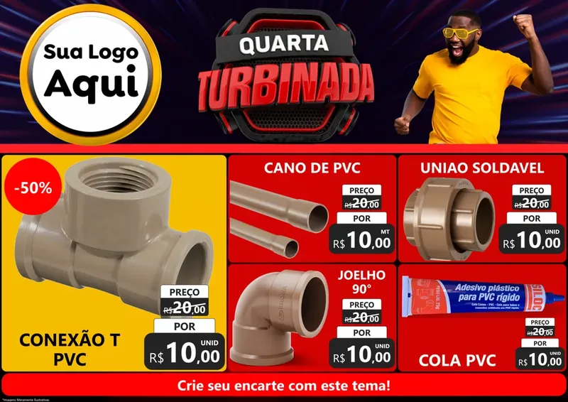 Modelo de Encarte para Encarte A4 Horizontal com o tema Quarta Turbinada para Tubos e conexões