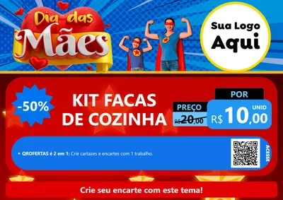 Modelo de Cartaz para Cartaz A4 Horizontal com o tema Dia das Mães para Utilidades Domésticas