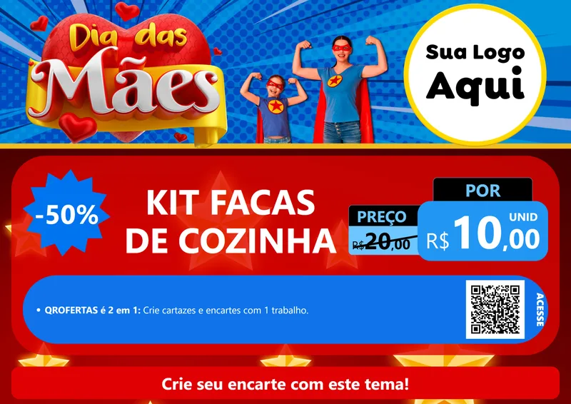 Modelo de Cartaz para Cartaz A4 Horizontal com o tema Dia das Mães para Utilidades Domésticas