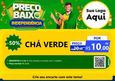 Modelo de Cartaz para Cartaz A4 Horizontal com o tema Preço Baixo de Independência para Produtos Naturais