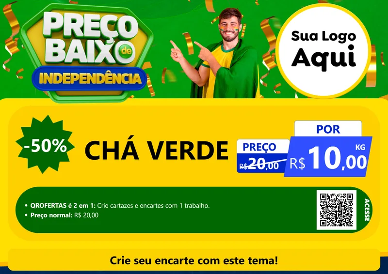 Modelo de Cartaz para Cartaz A4 Horizontal com o tema Preço Baixo de Independência para Produtos Naturais