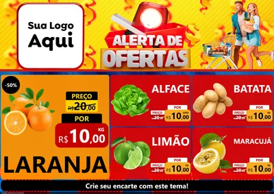 Modelo de Encarte para Encarte A4 Horizontal com o tema Alerta de Ofertas para Hortifrúti