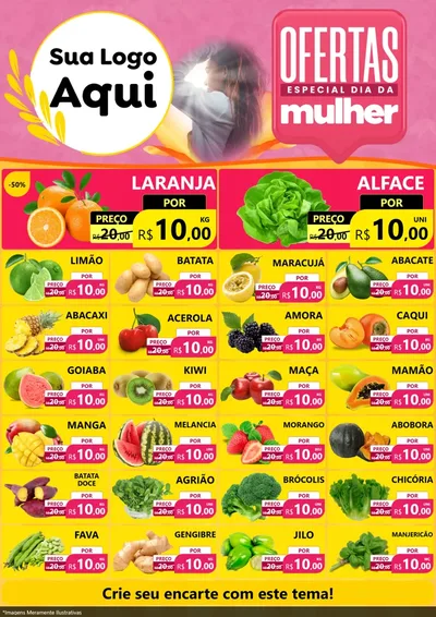Modelo de Encarte para Encarte A4 Vertical com o tema Ofertas - Especial Dia Das Mulheres para Hortifrúti