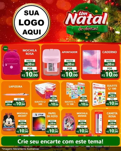 Modelo de Rede Social para Feed Instagram com o tema Um Natal de Ofertas para Papelaria