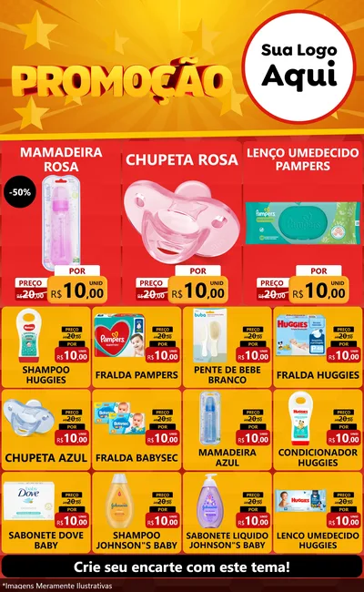 Modelo de Encarte para Encarte Grande com o tema Promoção para Bebês