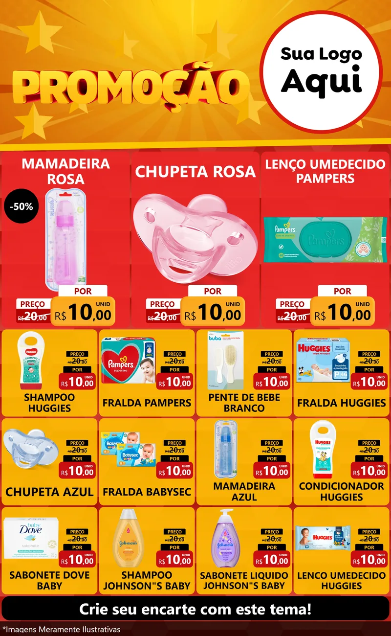 Modelo de Encarte para Encarte Grande com o tema Promoção para Bebês