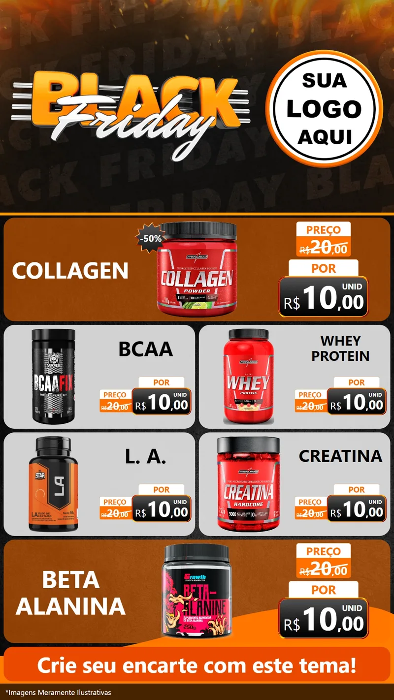 Modelo de TV para TV Vertical com o tema Black Friday para Suplementos alimentares