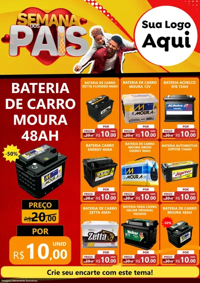 Modelo de Encarte para Encarte A4 Vertical com o tema Semana Dos Pais para Baterias Elétricas