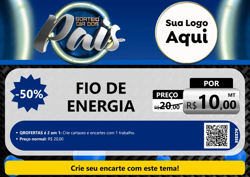Modelo de Cartaz para Cartaz A4 Horizontal com o tema Sorteio Dia Dos Pais para Materiais Elétricos
