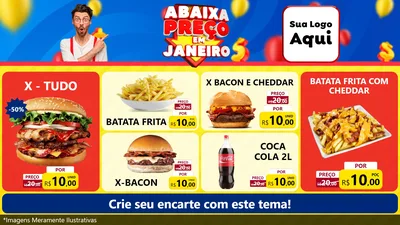 Modelo de TV para TV Horizontal com o tema Abaixa Preço em Janeiro para Hamburgueria