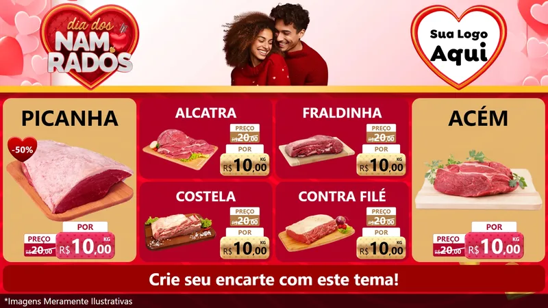 Modelo de TV para TV Horizontal com o tema Dia dos Namorados para Açougue