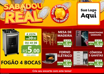 Modelo de Encarte para Encarte A4 Horizontal com o tema Sabadou do Real para Móveis e Eletro