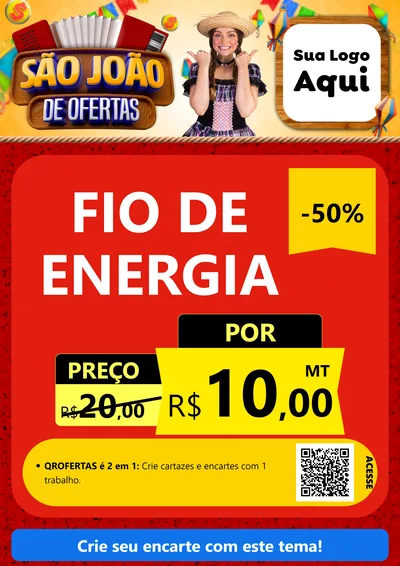 Modelo de Cartaz para Cartaz A4 Vertical com o tema São João de Ofertas para Materiais Elétricos